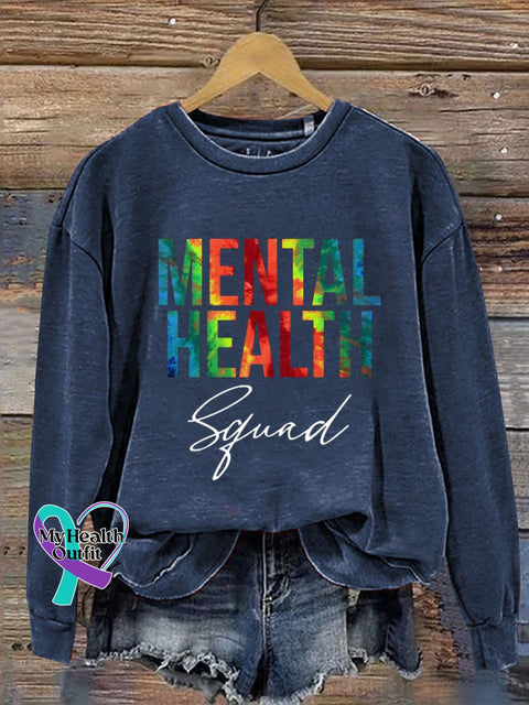 Mental Health Print Casual Sweatshirt Blue / S