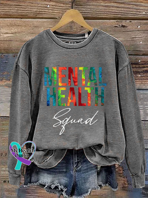 Mental Health Print Casual Sweatshirt Grey / S