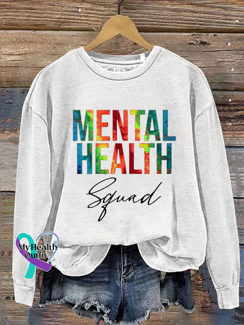 Mental Health Print Casual Sweatshirt White / S