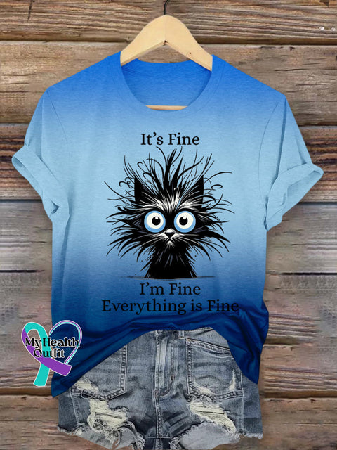 Mental Health Suicide Prevention Print Casual Short Sleeve T-Shirt S / Gradient Blue