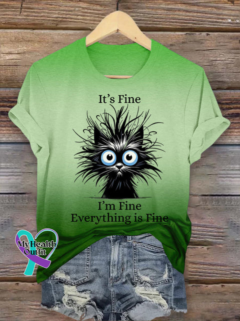 Mental Health Suicide Prevention Print Casual Short Sleeve T-Shirt S / Gradient Green