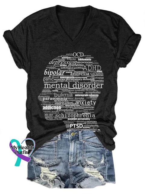 Mental Health Words Art Casual T-Shirt Black / S