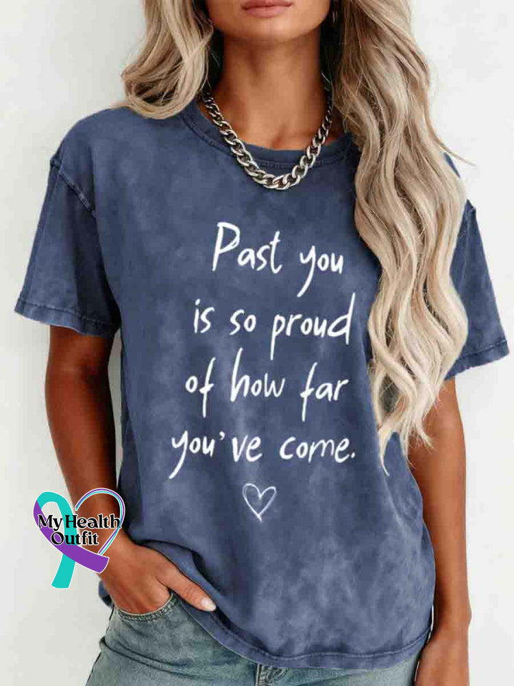 Mental Healthy Awareness Retro Distressed Washed Cotton T-shirt Blue / S