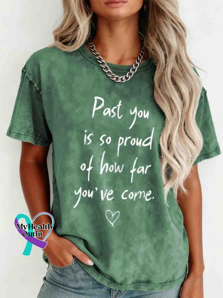 Mental Healthy Awareness Retro Distressed Washed Cotton T-shirt Green / S