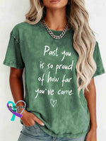 Mental Healthy Awareness Retro Distressed Washed Cotton T-shirt Green / S