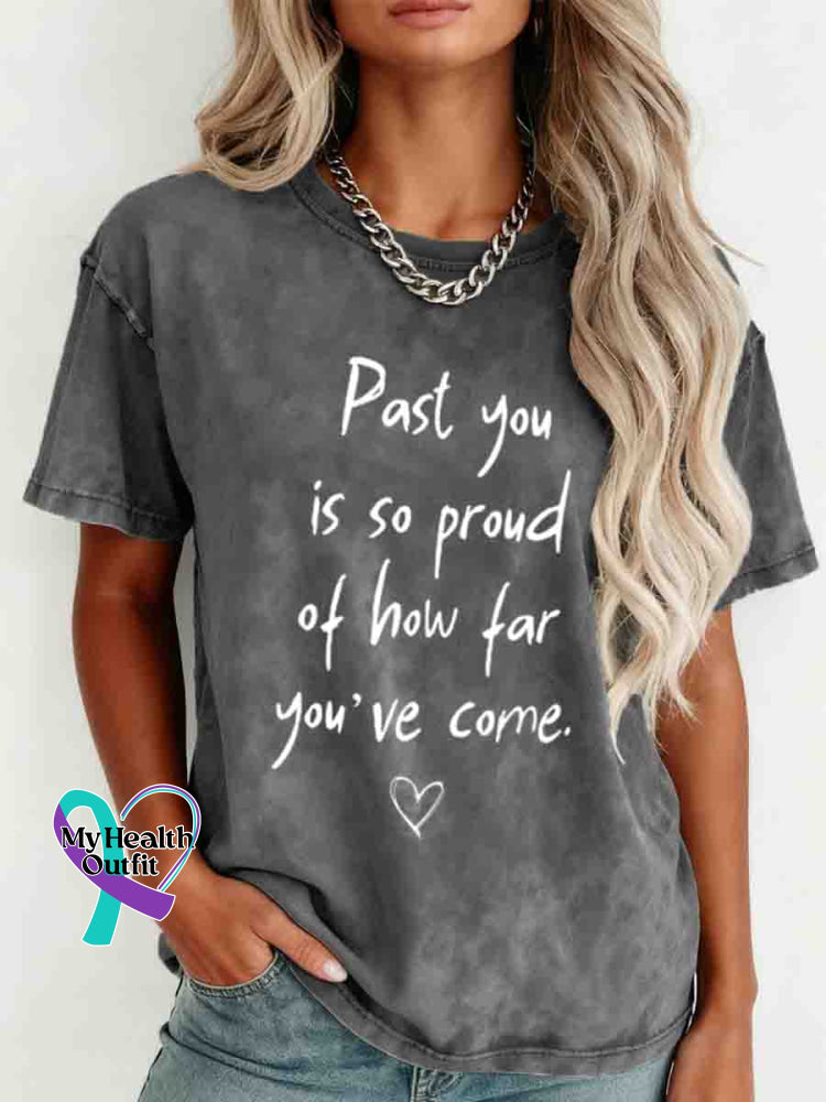 Mental Healthy Awareness Retro Distressed Washed Cotton T-shirt Grey / S