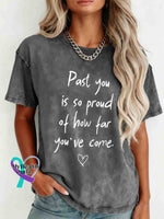 Mental Healthy Awareness Retro Distressed Washed Cotton T-shirt Grey / S