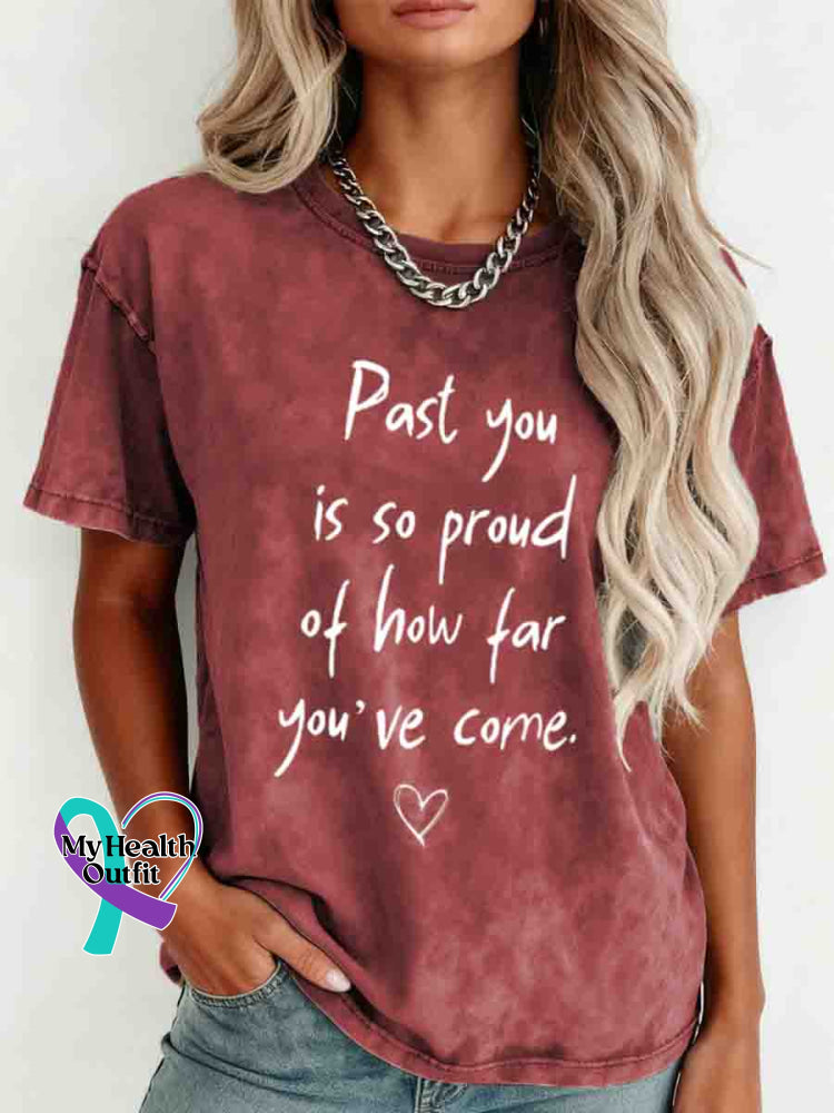 Mental Healthy Awareness Retro Distressed Washed Cotton T-shirt Red / S