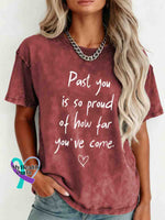 Mental Healthy Awareness Retro Distressed Washed Cotton T-shirt Red / S
