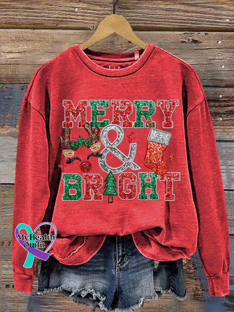 Merry And Bright Christmas Casual Sweatshirt Red / S