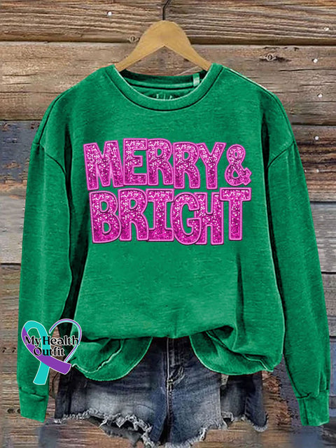 Merry&Bright Print Casual Sweatshirt Green / S