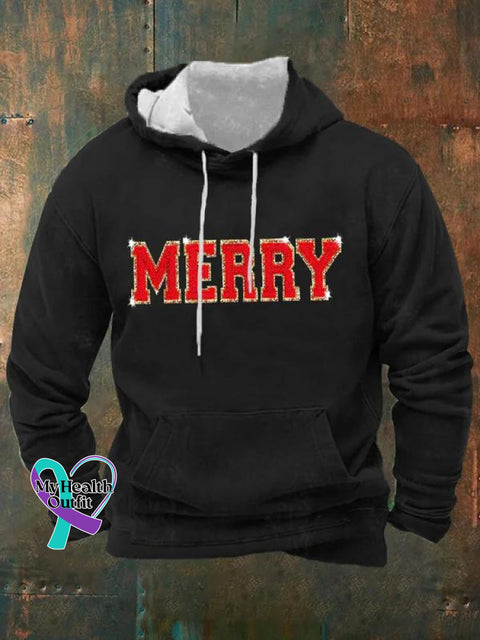 Merry Christmas Art Pattern Print Casual Hoodie Sweatshirt Black / S