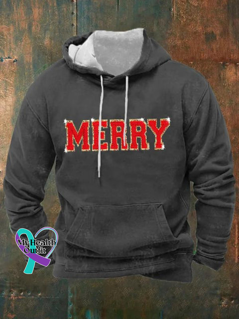 Merry Christmas Art Pattern Print Casual Hoodie Sweatshirt Dark Grey / S