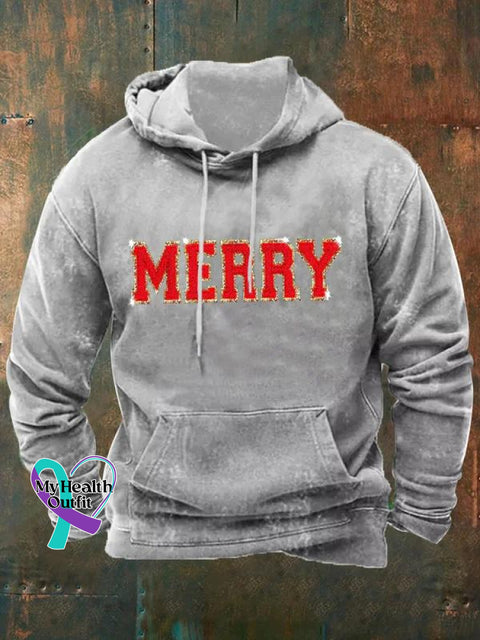 Merry Christmas Art Pattern Print Casual Hoodie Sweatshirt Grey / S