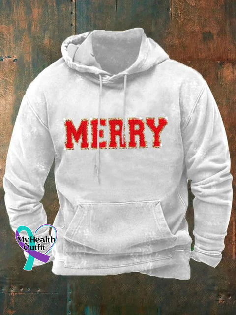 Merry Christmas Art Pattern Print Casual Hoodie Sweatshirt White / S