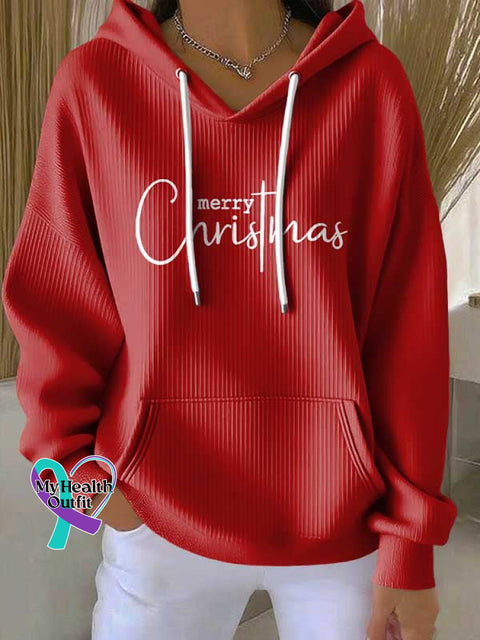 Merry Christmas Casual Hoodie Sweatshirt Red / S