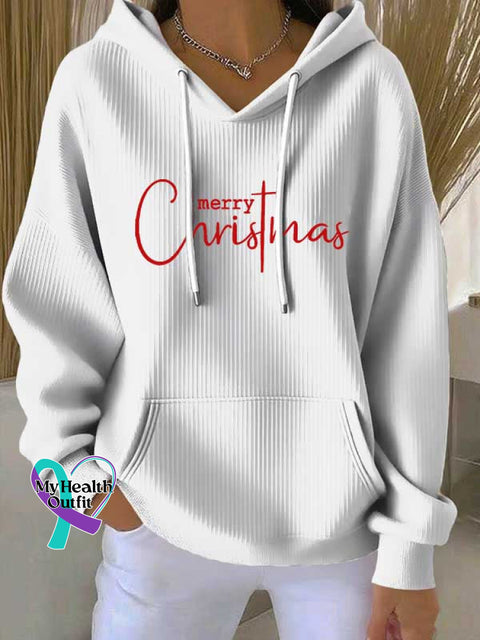 Merry Christmas Casual Hoodie Sweatshirt White / S