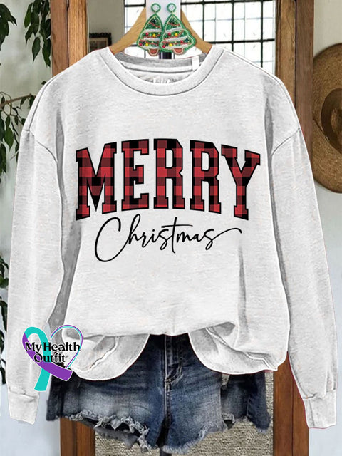 Merry Christmas Casual Print Sweatshirt White / S