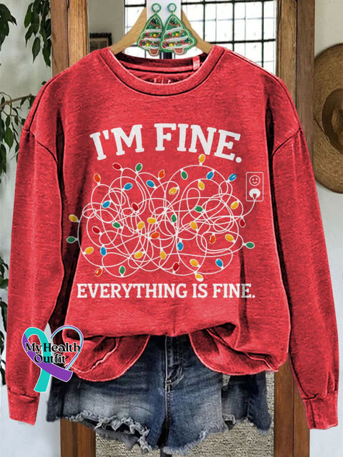Merry Christmas I’m Fine Lights Casual Print Sweatshirt Red / S