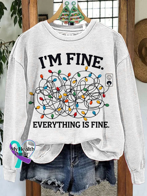 Merry Christmas I’m Fine Lights Casual Print Sweatshirt White / S