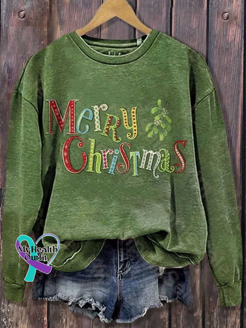 Merry Christmas Print Casual Sweatshirt Multicolor / 3XL