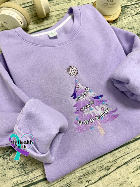 Merry Christmas Print Casual Sweatshirt Purple / S