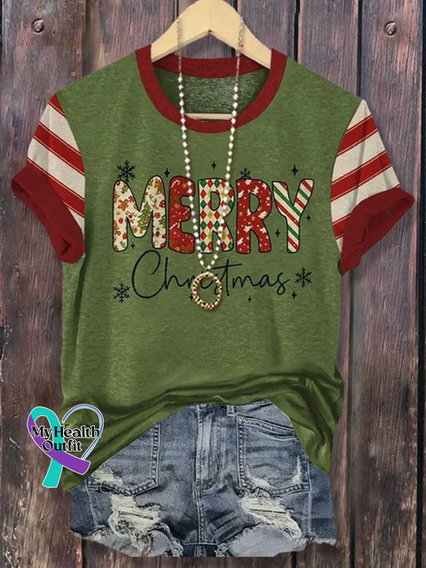 Merry Christmas Print T-shirt Multicolor / S