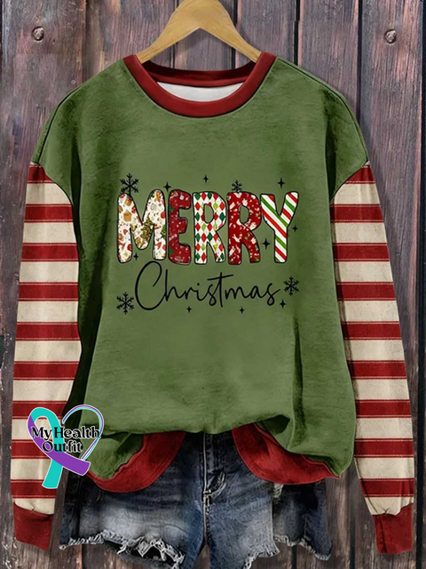 Merry Christmas Prints Casual Cotton Sweatshirt Multicolor / 4XL