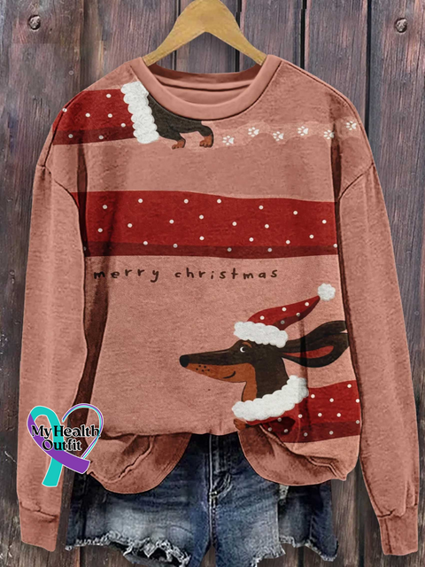 Merry Christmas Prints Casual Cotton Sweatshirt Multicolor / XL