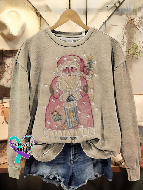 Merry Christmas Santa Claus Casual Cotton Sweatshirt Multicolor / S
