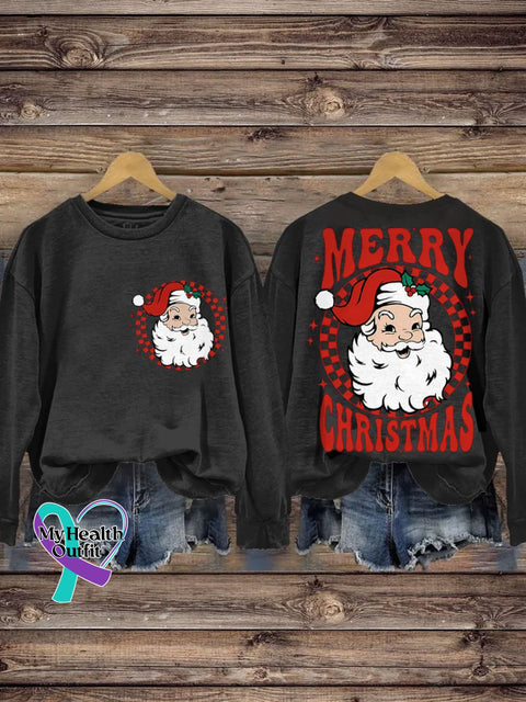 Merry Christmas Santa Retro Casual Sweatshirt Black / S