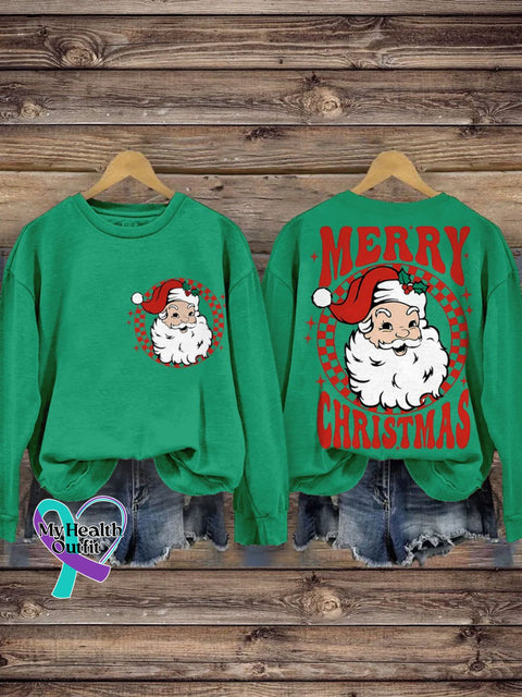 Merry Christmas Santa Retro Casual Sweatshirt Green / S