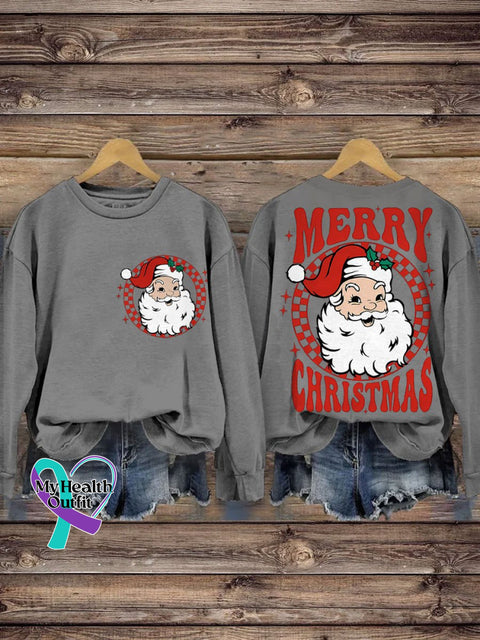 Merry Christmas Santa Retro Casual Sweatshirt Grey / S