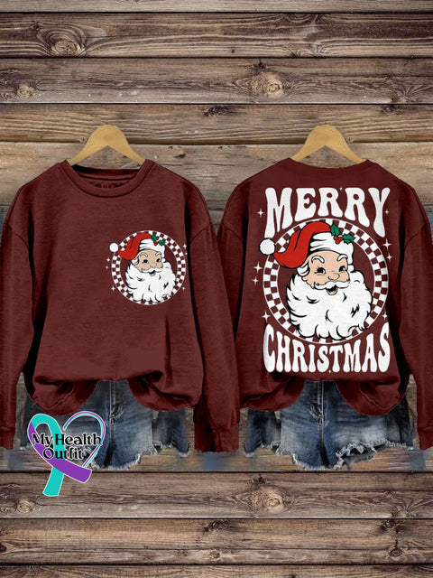 Merry Christmas Santa Retro Casual Sweatshirt Maroon / S