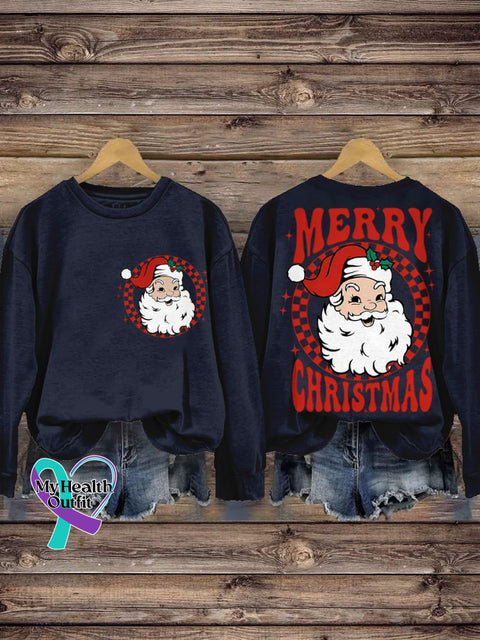Merry Christmas Santa Retro Casual Sweatshirt Navyblue / S