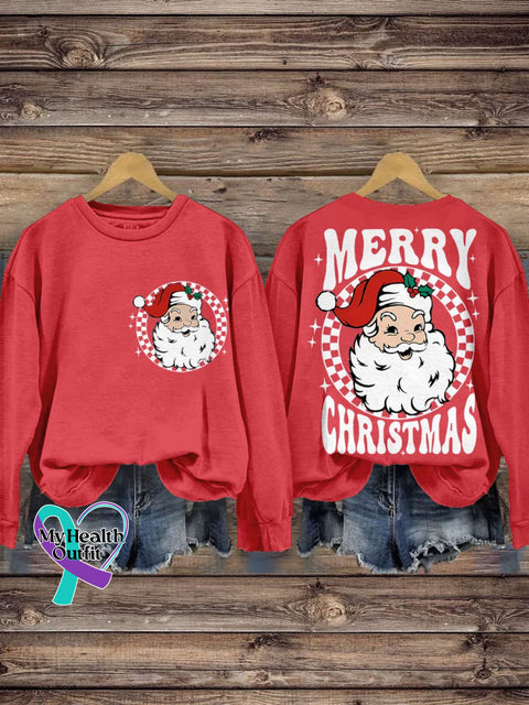 Merry Christmas Santa Retro Casual Sweatshirt Red / S