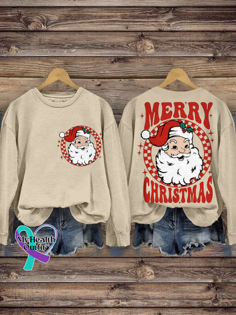 Merry Christmas Santa Retro Casual Sweatshirt Sand / S