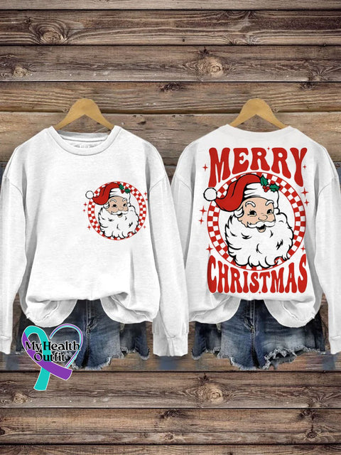 Merry Christmas Santa Retro Casual Sweatshirt White / S