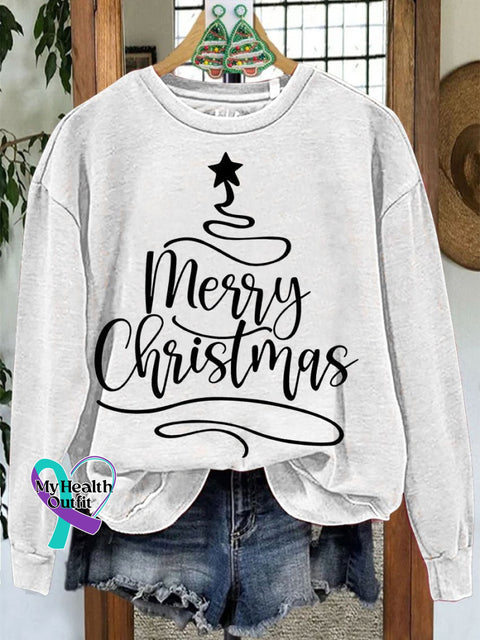 Merry Christmas Tee Casual Print Sweatshirt White / S