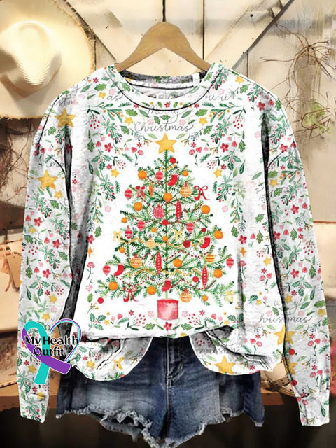 Merry Christmas Tree Casual Sweatshirt Multicolor / S