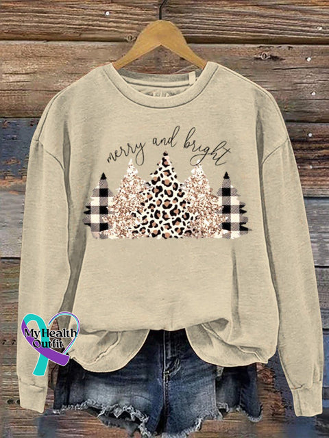 Messy And Bright Christmas Print Casual Sweatshirt Apricot / S