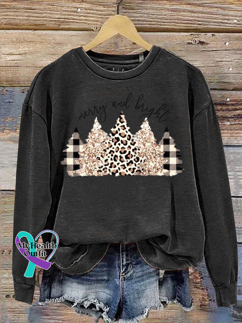 Messy And Bright Christmas Print Casual Sweatshirt Black / S