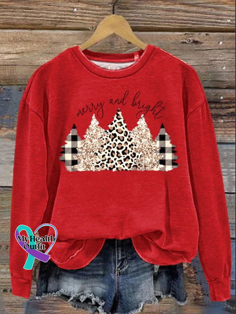 Messy And Bright Christmas Print Casual Sweatshirt Red / S