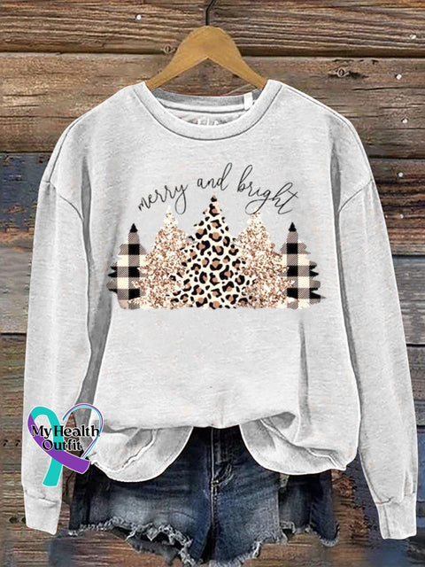 Messy And Bright Christmas Print Casual Sweatshirt White / S