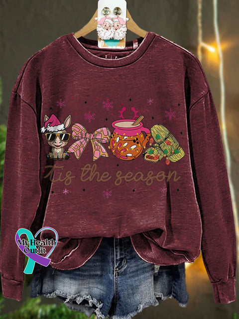 Mexican Christmas Coquette Tis The Season Casual Sweatshirt Maroon / S