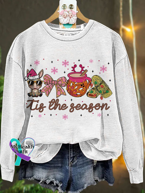 Mexican Christmas Coquette Tis The Season Casual Sweatshirt White / S