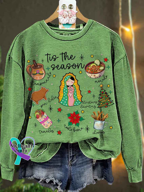 Mexican Christmas Tis The Season Casual Sweatshirt Lightgreen / M
