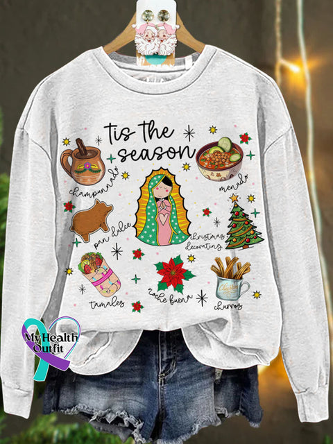 Mexican Christmas Tis The Season Casual Sweatshirt White / S