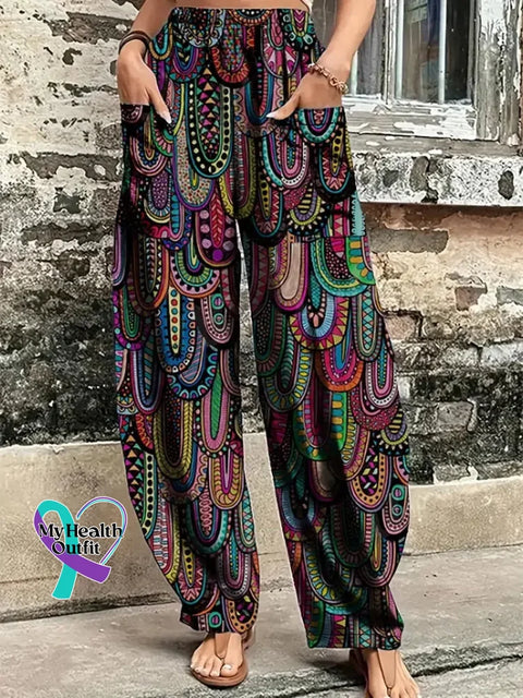 Modern Print Multicolor Pants