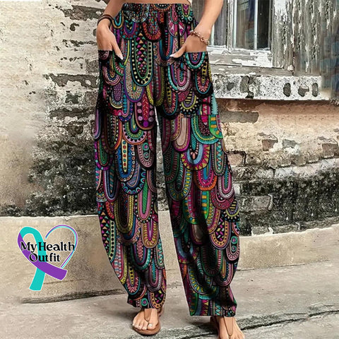 Modern Print Multicolor Pants / S